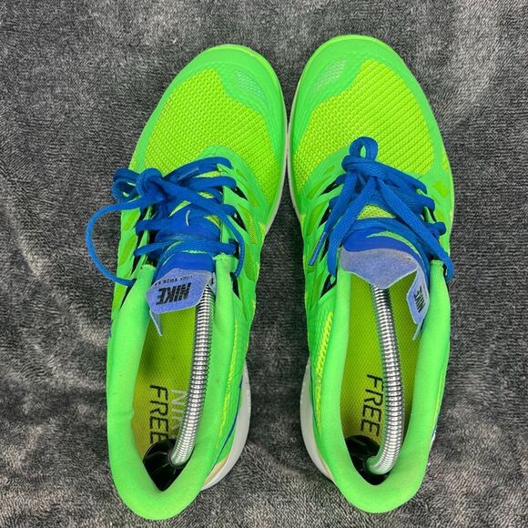 Nike free 5.0 Poison Green Lyon Blue Flesh Sport Shoes Men size 10.5 - Picture 5 of 8